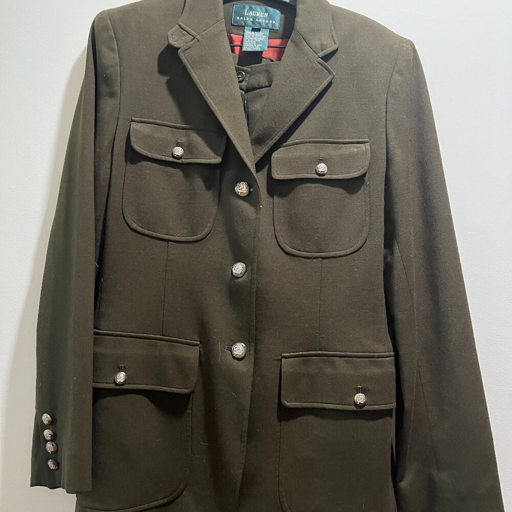 Dark Olive Green Lauren Wool Suit Size 8